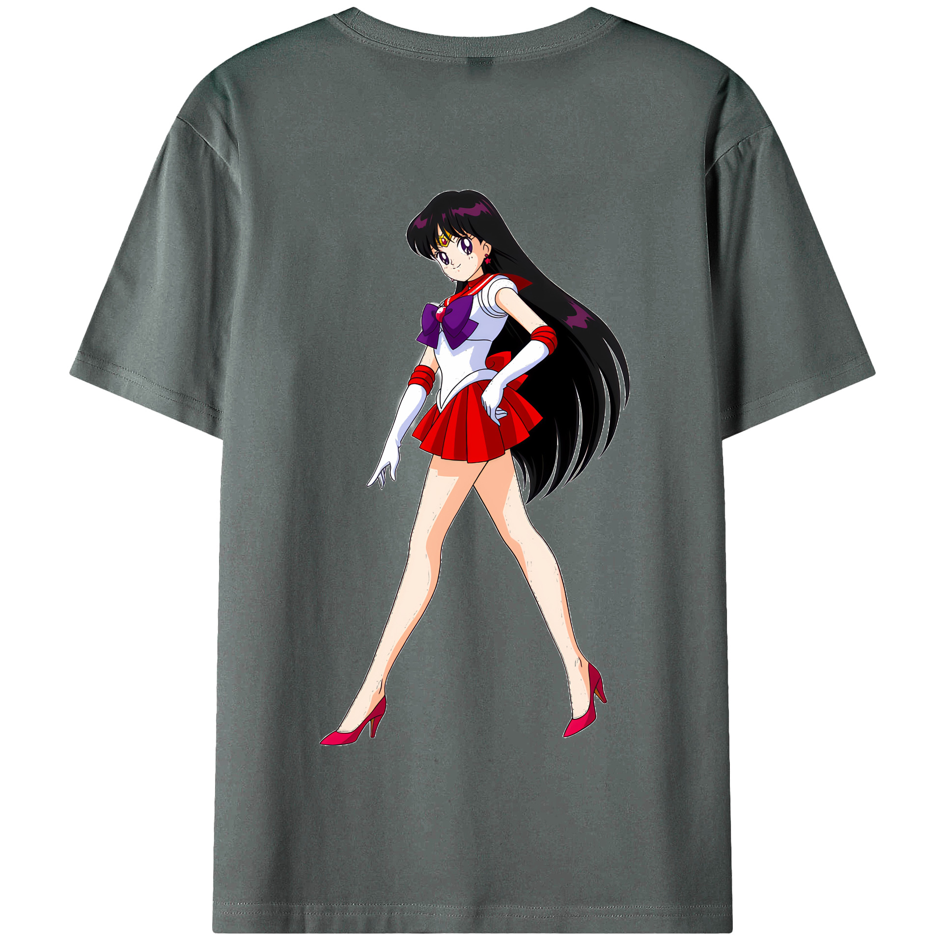 （画像用） 美少女戦士セーラームーン 火野レイ ひの レイ Sailor Moon Hino Rei （セーラーマーズ,Sailor Mars） 綿100％半袖Tシャツ（背面プリント）